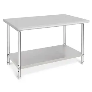 GARVEE NSF Stainless Steel Table, 48x30 inch 2-Tier Metal Prep Table, commercial worktables & workstations for versatile use in home kitchen, restaurant, garage, warehouse, outdoor