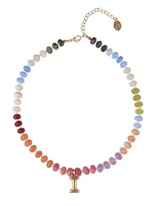 Time and Tru Goldtone Multicolored Bead Initial "D" Necklace