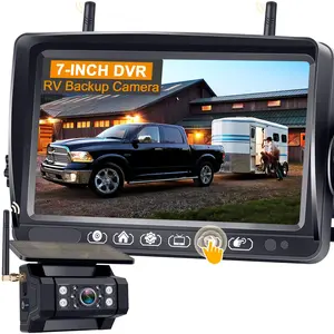 Wireless RV Backup Camera Install-Free for Trailer: 7 Inch Recording Monitor Solar Rear View Camera Long Battery Life Scratch-Proof - Strong Magnetic HD 1080P Camera for RVs, Trucks, Campers
