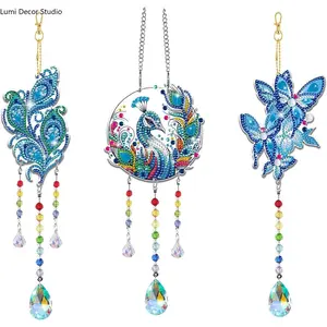 DIY Diamond Art Wind Chime Kit – Sparkly Peacock & Butterfly Suncatcher Craft for Girls, Teens & Room Decor