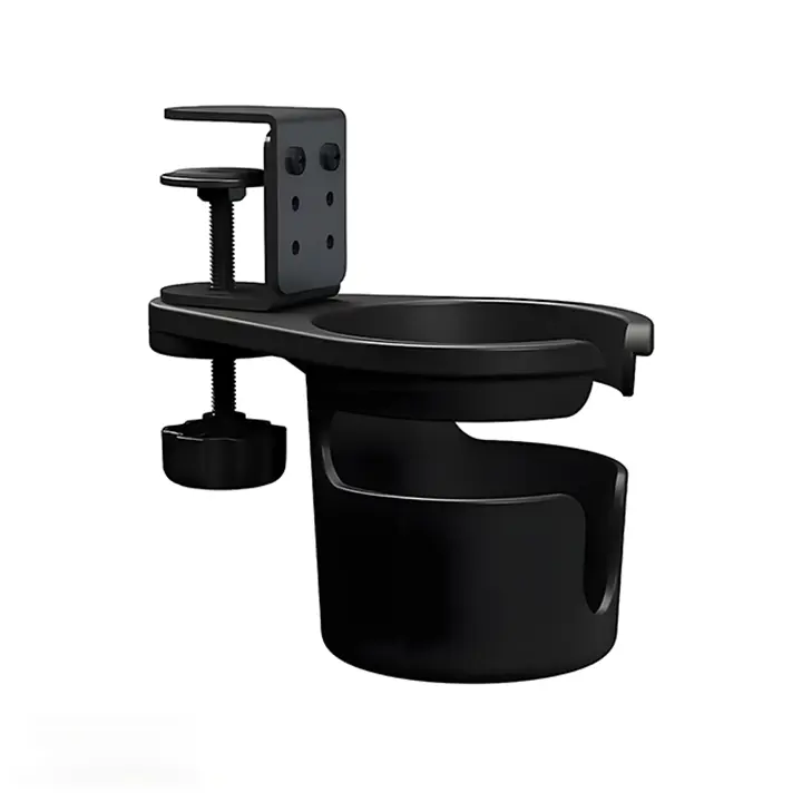 Desk Side Cup Holder, Clip-On Water Cup Stand, Office Desktop Organizer, Space-Saving Cup Bracket