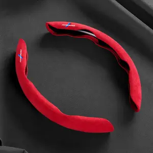Universal 37-38cm 2pcs Car Steering Wheel Cover, Suede Anti-Slip Protector for Bmw Models, Enhance Grip & Comfort, Interior