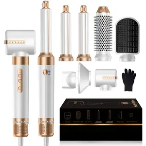 7-in-1 Hair Dryer Comb, Automatic Curling Iron, 110,000 RPM High-Speed Negative Ion Hair Dryer, with Diffuser and Concentrator, Round Comb Hair Dryer Styler, Volumizing Hairstyle Styling Tool for Party Events