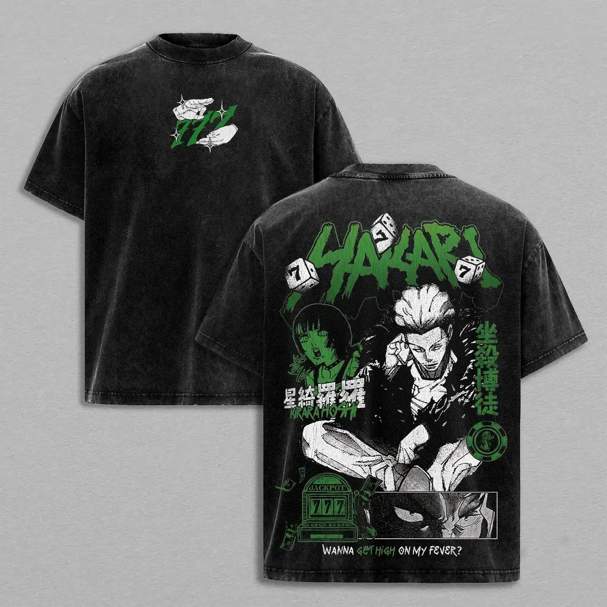 Valentine Shirts Hakari Kinji Jujutsu Kaisen Vintage Washed Heavy Cotton T‑Shirt & Hoodie, Double Printed Oversized Retro Streetwear Graphic Top, Unisex Private Pure Culling Game Anime Manga Tee, Perfect Gift for JJK Fans Men Women
