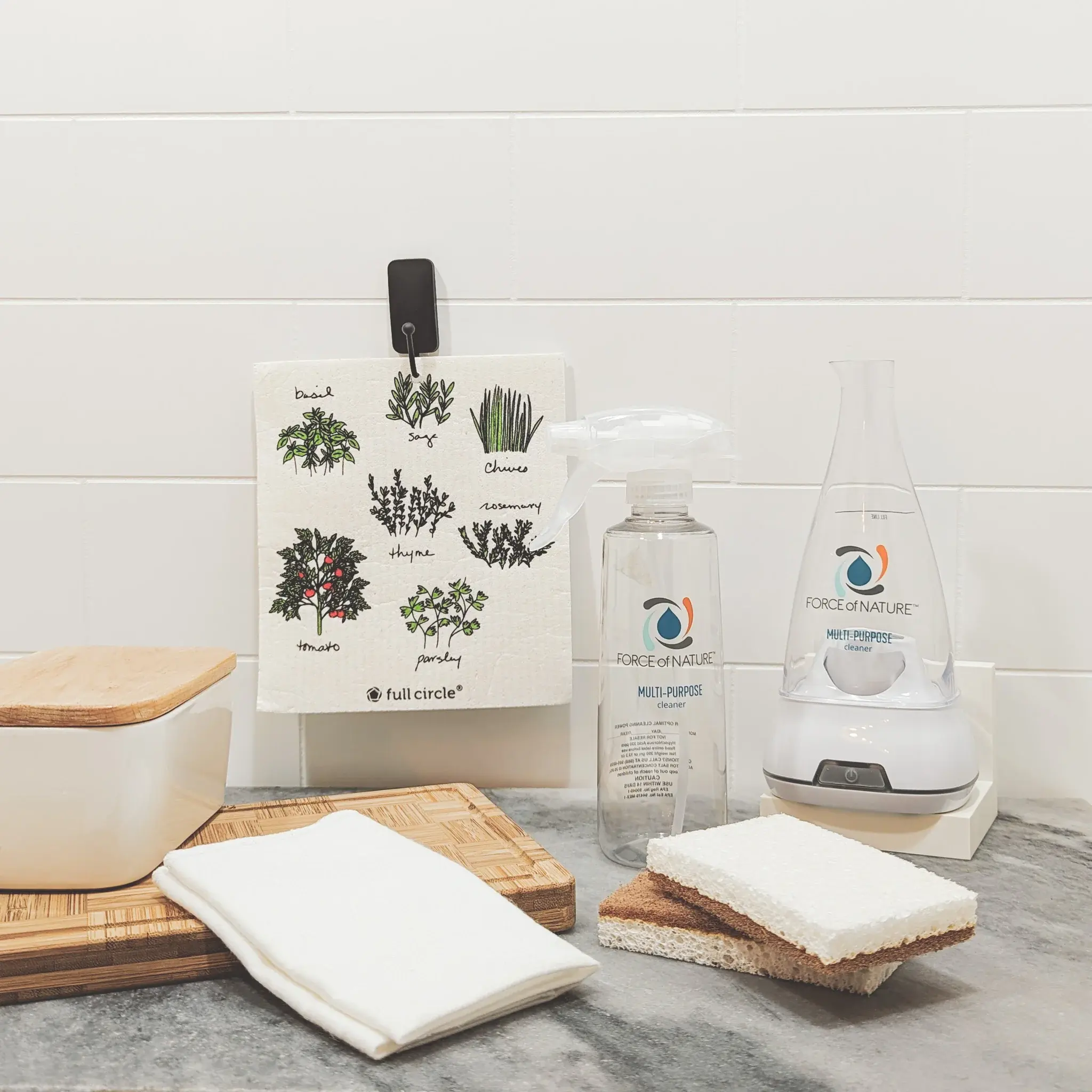 Organic, Refillable Kitchen Sustainable Cleaning Starter Kit - Household Deodorizing, Disinfecting, Non-Toxic, All-Purpose Cleaner Appliance and Tree-Free Reusable Towels and Dishcloths Plastic-free, Pet, and Child friendly Household Cleaning Kit