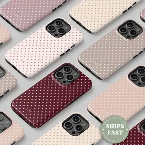 Personalized Polka Dot iPhone Case, Autumn Brown