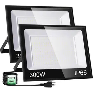 300W LED Flood Light, 36000LM Floodlight with Plug,IP66 Waterproof Outdoor Lights, 5000K Daylight White Security Lights,Outdoor Floodlight for Yard Stadium Garden(2 Pack)