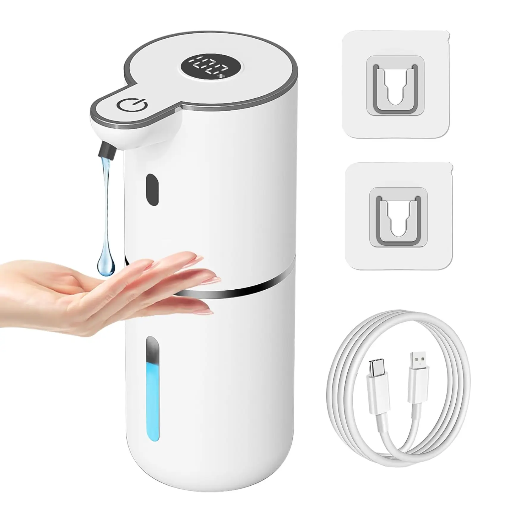 Automatic Liquid Soap Dispenser Touchless, USB Rechargeable Smart Hand Soap Dispenser, 12.8oz/380mL Wall Mount for Bathroom Kitchen Dish Soap