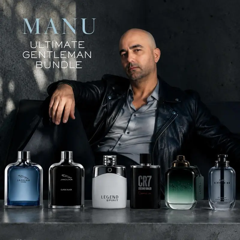 Luxury branded perfumes bundle - Jaguar Classic, Jaguar Classic Black, Coach Green, Coach Open Road, CR7 Game On, Mont Blanc Legend Spirit