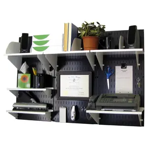 Wall-Mounted Home & Office Wall Organizer Kit - Black Wall Panels with Accessories