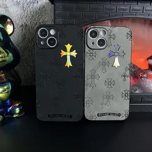 Elegant Gradient Cross Leather Case for iPhone17 16 15 14 13 12 11 High-End Protection Cover with Stylish Design for Men & Women suitable iPhone 17/16/15 Pro Max phone case