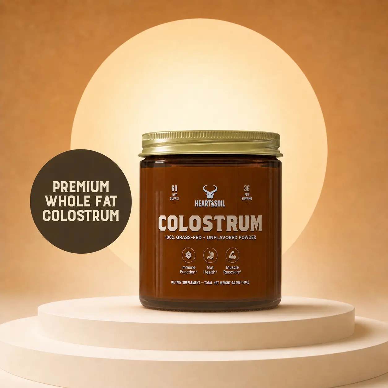 Heart & Soil Grass-Fed Colostrum | Whole Fat Colostrum Powder for Gut, Immune & Daily Wellness Support