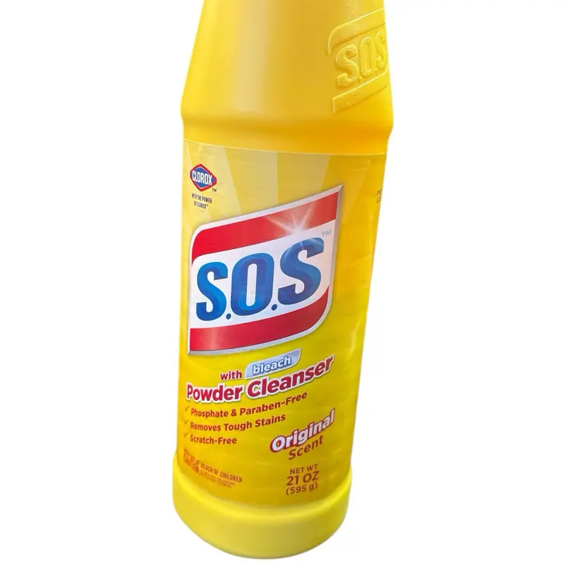 SOS Powder Cleanser with Bleach Original Scent 21 oz Phosphate & Paraben-Free Removes Tough Stains Scratch-Free