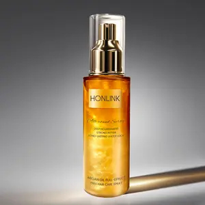 HONLINK 90ml Gold Shimmer Multi-Effect Leave-In Hair Spray ,for All Hair Types, Heat Protection, Detangling & Frizz Control, Infused with Rosemary & Argan Oil, Color Safe, Vegan