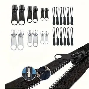 Zipper Repair Kit, 12pcs/set Zipper Replacement Kit with Zipper Rope Extender, Zipper Accessories for Luggage, Backpacks, Jackets, Wallets, Handbags