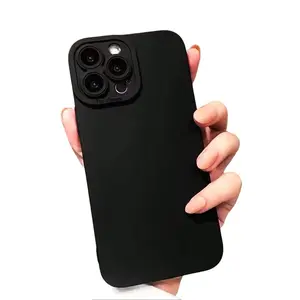 Minimalist Black Matte TPU Smartphone Cover, Protective Casing with Full Protection, Phone Accessories Compatible with iPhone 17 Pro Max, 16 Plus, 15, 14, 13, 12, 11, XR, XS & Samsung Galaxy S26, S25, S24, S23, S22, A71, A56, A55, A54, A53, A52