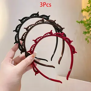 1/2/3pcs women's braided hair clip set, velvet hair accessories, anti slip hair clips for thick and sparse hair, convenient outdoor hair styling tools