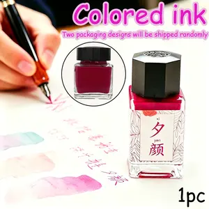 Colored ink, available in 6 different colors, carbon free, glass bottle, fast drying, non stick, suitable for all pen types, dipping pens, watercolor brushes [for professional artistic use]