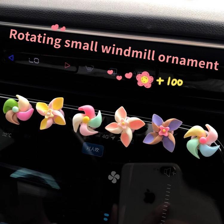 Cute Small Windmill Ornament for Car Decor, Self-adhesive Creative Design Sticker, Car Center Console Decoration, Universal Car Interior Decorative Accessory, Car Stickers, Girly Car Accessories