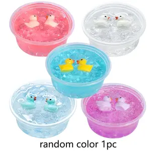 New 60ML DIY Duck Crystal Slime Flat Ball Mud Stress Relief Toy Decompression Squeeze Squishy Transparent Mud, Fun and Relaxing Sensory Play, Perfect Gift for Kids