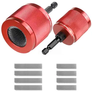 Set of 2 Metal Copper Pipe Brush Cleaning Tools 3/4 Inch 1/2 Inch Removable 1/4 Hex Handle with Extra 8 Replaceable Blades for Cleaning Rust, Stains and Paint on Copper Pipes.