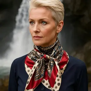 35X35" Navy and Cream Giant Paisley Wild Rag / Scarf WR1026 35X35" Navy and Cream Giant Paisley Wild Rag / Scarf WR1026