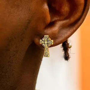 Celtic Knot Cross Earrings for Men and Women Mini Exquisite Earrings Irish Knot Cross Earrings