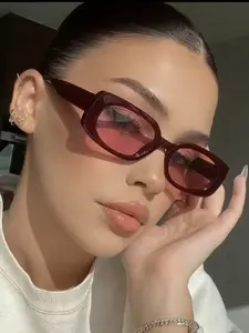 Fashion Vintage Small Frame Rectangular Glasses, High-Quality Elegant Unisex, Stylish Glasses, Simple Versatile Daily Casual Wear Decorative Eyewear