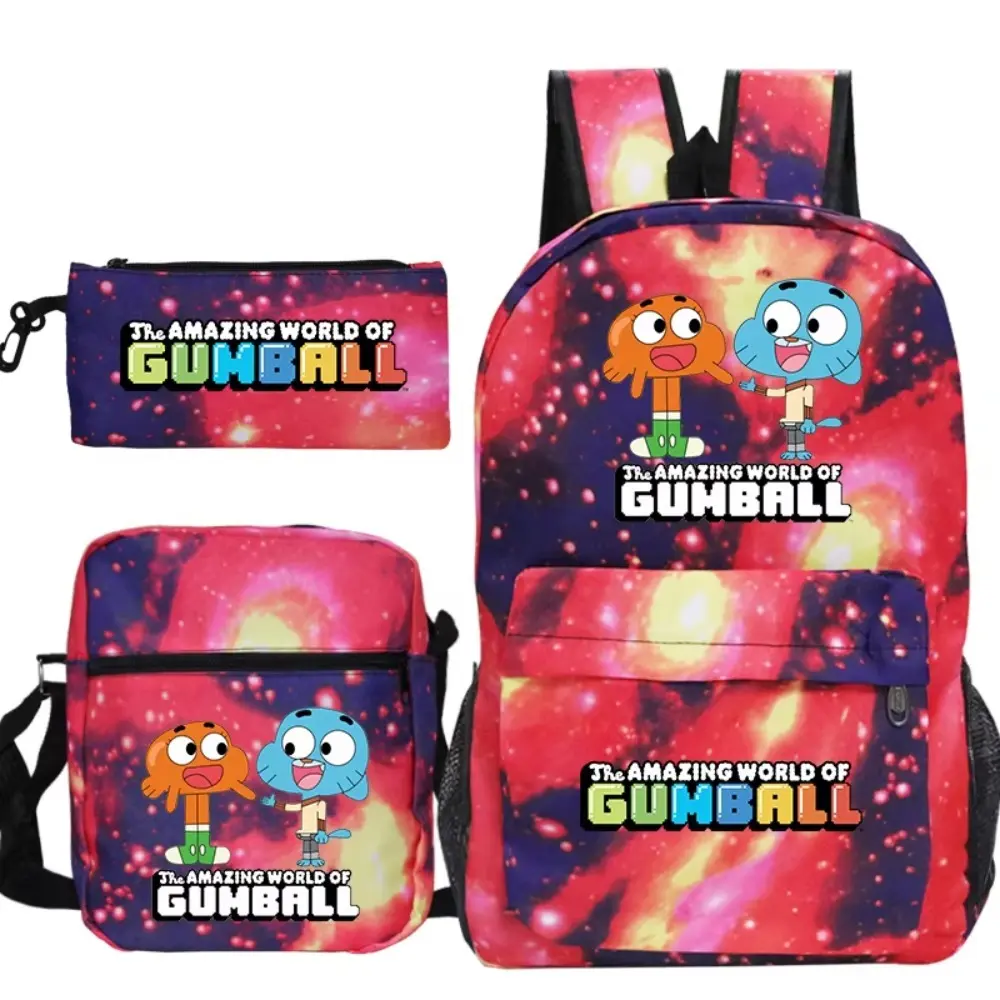 The Amazing World of Gumball 3pcs Set Primary Bookbag Students Sport Backpack Shoulder Bag Pencil Case Set