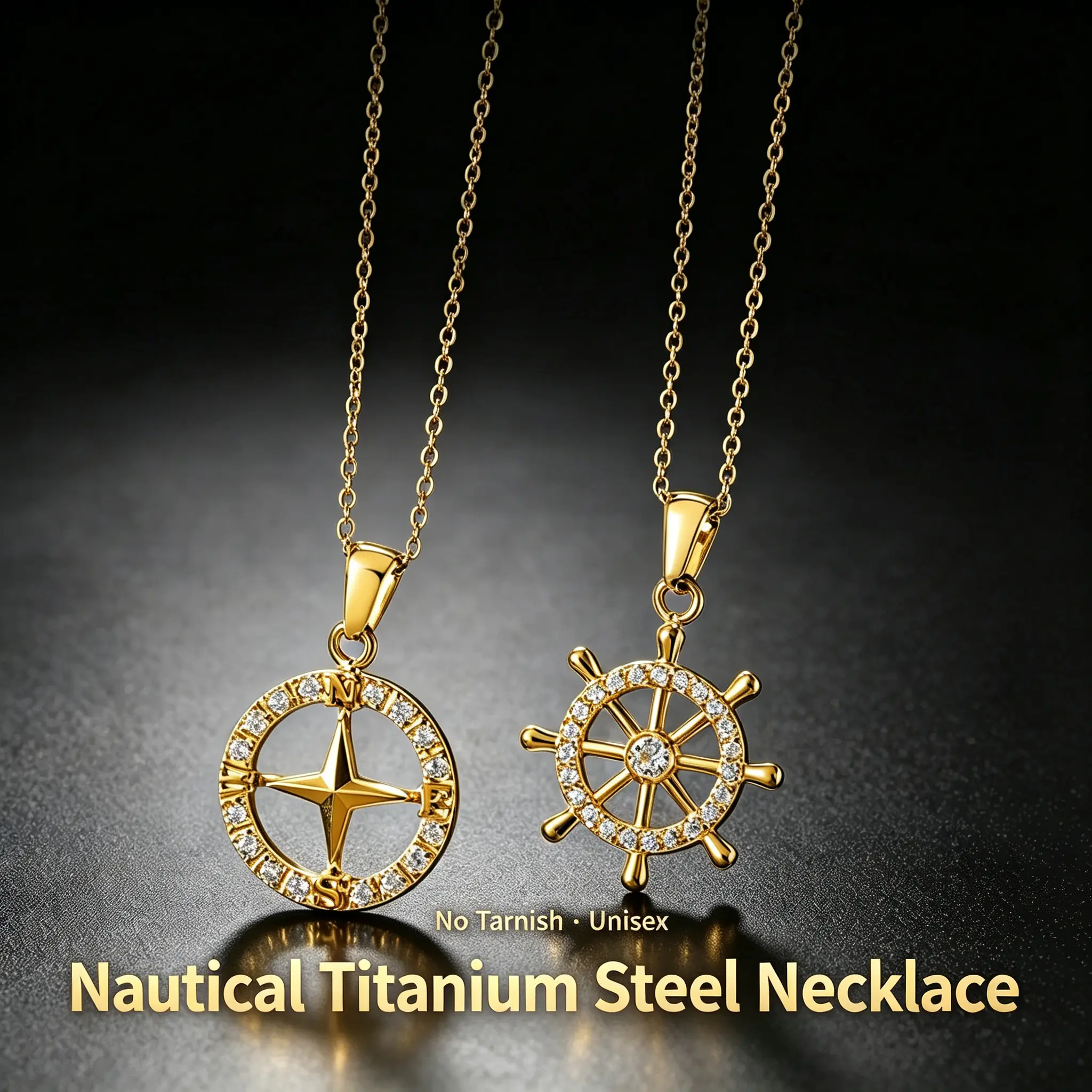 Women's Titanium Steel Nautical Anchor Pendant Necklace - Waterproof, Tarnish-Resistant, Minimalist European-American Luxury Daily Wear Fashion Jewelry Accessory