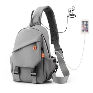 Lightweight Crossbody Sling Bag for Men – Water-Resistant Oxford Fabric, USB Charging, Multi-Compartment Chest Pack for Daily Carry