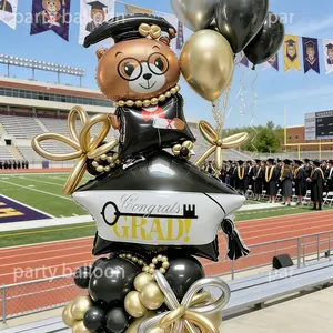 Graduation Party Balloons Cute Bear and Owl Aluminum Foil Balloon Set, Grad Photo Props, Campus Decoration, Grad Season Atmosphere, Balloon Garland