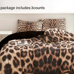 Digital Print Sheet Set Bed Sheets Set Includes One Fitted Sheet and Two Pillowcases, Unique Leopard Design, Comfortable Bedding for All Seasons, Bed Sets Supplies