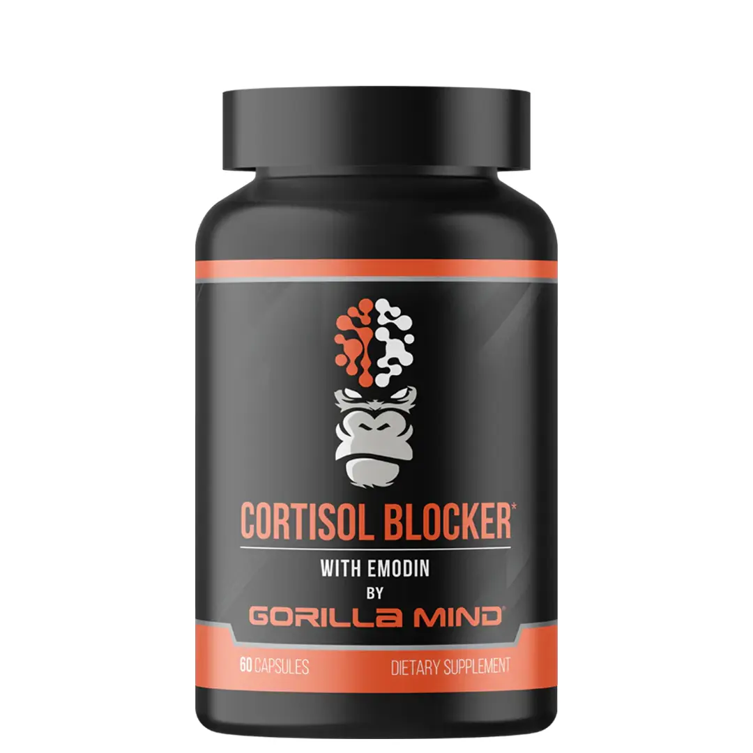 Gorilla Mind Cortisol Blocker Advanced Dietary Supplement - with Emodin, Enzyme Inhibitor, Bioperine, Stress Relief Support, Metabolism Boost, 60-Serving Capsules