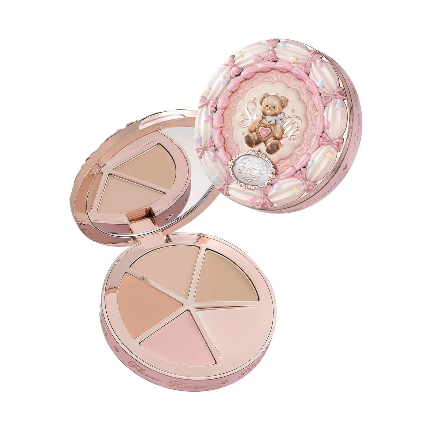 The Sweetie Bear 4-Color Concealer Palette with Mixing Plate | Color Corrector, Contour & Highlight, Buildable Coverage for Fair to Light Cool-Toned Skin (01 Strawberry Chocolate)