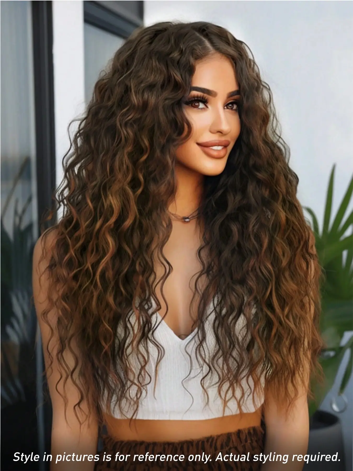 Deep Gradient Middle Part Long Curly Wig, Synthetic Curly Wigs, Synthetic Curly Hair, Full Head Machine Made, Rose Net Small Curls Natural Smooth, All Seasons, Synthetic Material Wigs, Soft Curly Wig, Daily Curly Wig