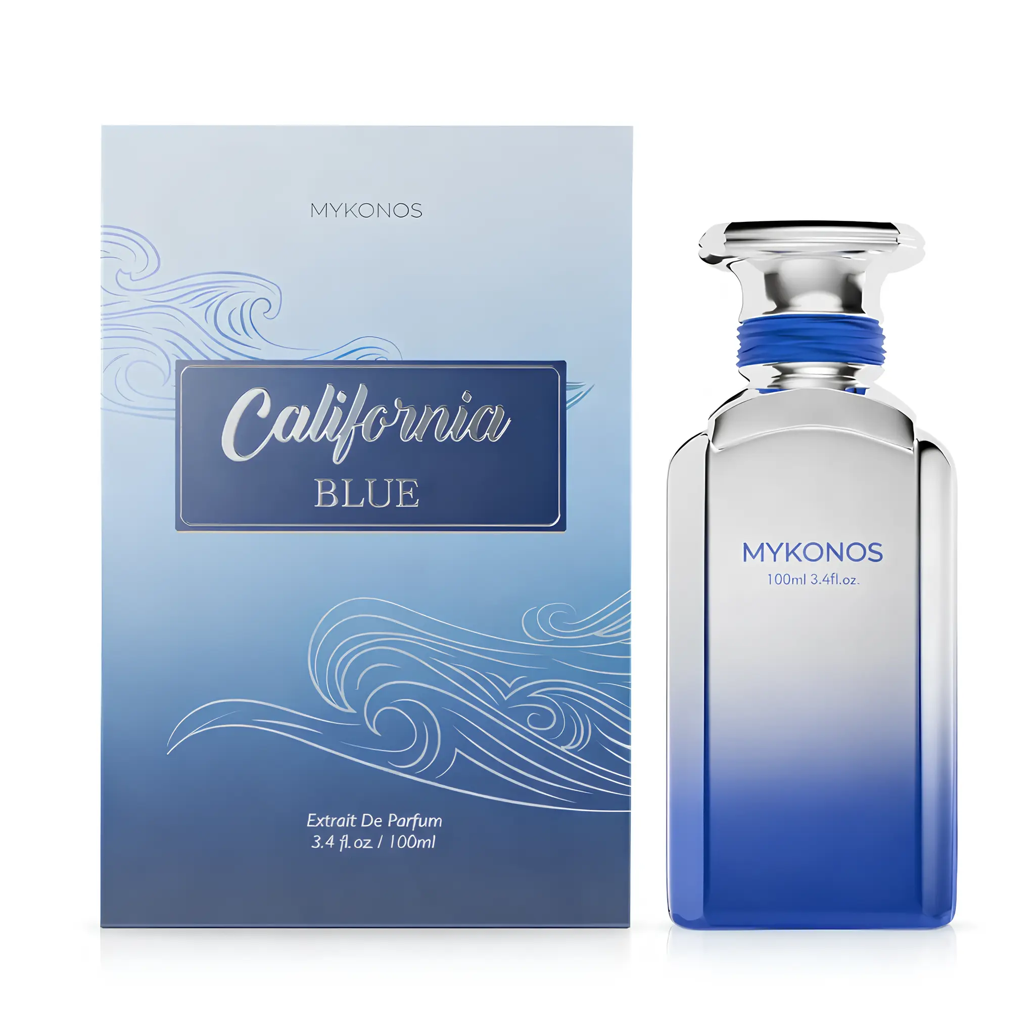 Mykonos California Blue for Unisex Extrait de Parfum Spray, 3.4 Ounce