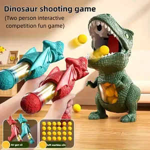 Dinosaur Launch Toy Game, Fun Elastic Shooting Model, Playful Design, Two Person Interactive Competition, 24 Balls, 2 Random Color Handles, 1 Dinosaur Model, Boy Girl Gift