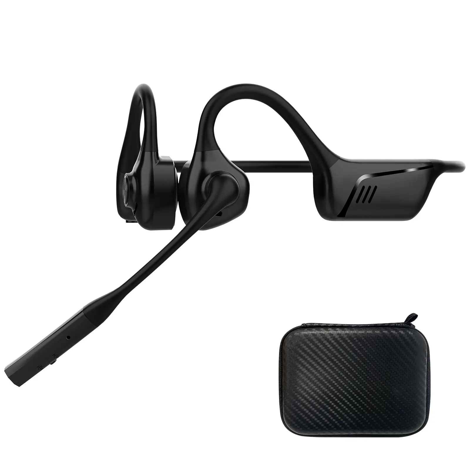 2B2C LK02 41g Bluetooth 5.1 Air Conduction Open Earbuds - Noise-Reducing Multifunction Mobile Headphones with Audio Pad, Alloy Buttons, Secure Alloy Hanging Stays, Durable Aluminum Hooks, aptX-HD, Silicone-Plastic Build for Truckers, Office Use