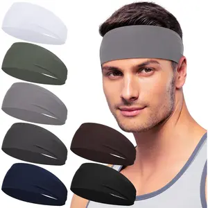 Sport Headbands for Men - 7 Pcs Sweat Absorbent Running Headband for Fitness Workout Running Rugby Baseball Yoga High Intensity Interval Training, Unisex Sweatband for Both Men and Women