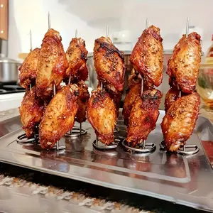 Stainless Steel Vertical Skewers with Hanging Rings, Durable Reusable Skewer Rods, Even Heating BBQ Tools for Air Fryer, Oven and Grill, Ideal for Meat and Vegetable Cooking