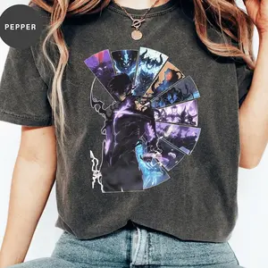 Sung Jinwoo T-Shirt, Solo Leveling Anime T-Shirt, Shadow Monarch Graphic T-Shirt, Manga Otaku Apparel, Unisex Anime Gift, Trendy Streetwear