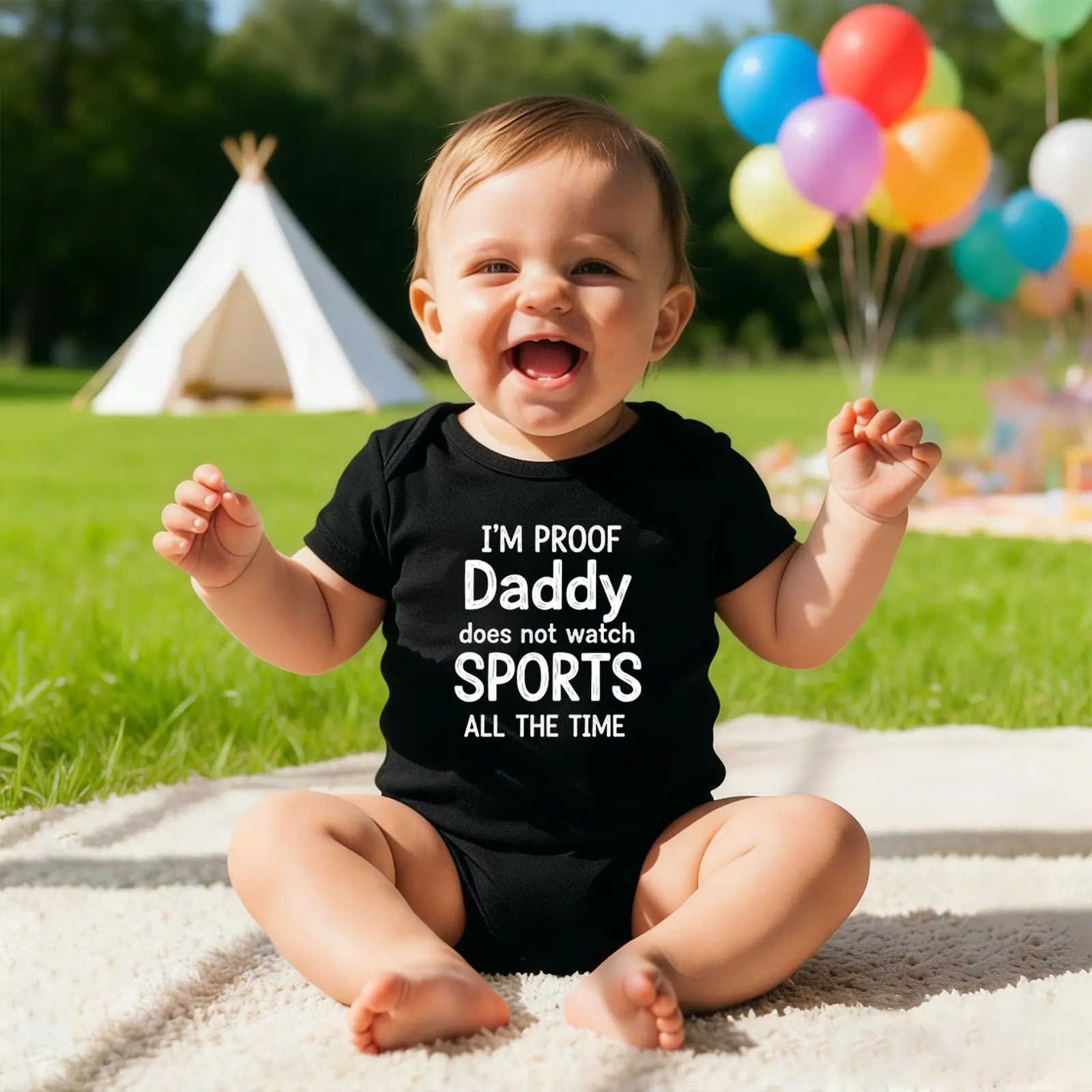 Unisex Baby Cotton Short Sleeve Bodysuit - "I'm Proof Daddy Does Not Play Video Games All The Time" Humor Onesies, Breathable Snaps Closure Casual Outfit for Newborns Infants, Short Sleeves, Funny Print, Humorous Text, Charming Print, Envelope Neck