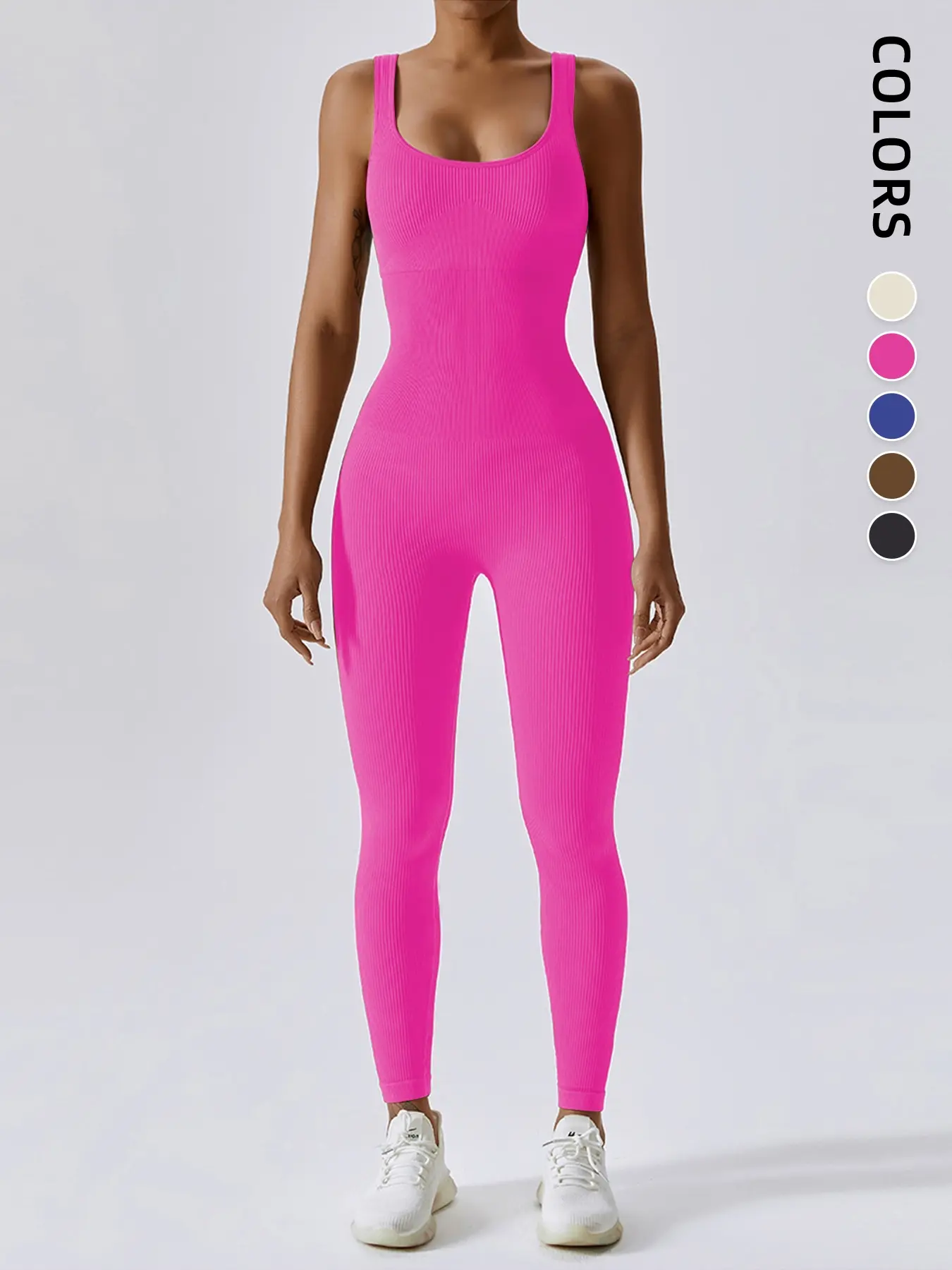 Women's Tight-Fitting Backless Sporty Jumpsuit, Outdoor Fitness & Casual Wear, Workout Jumpsuit, Shaping Jumpsuit, Waist Slimming Effect, Sleeveless Design, All-Season Comfortable Fit, Tummy Control Jumpsuit, Sports Jumpsuit