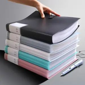 High-Quality A4 Document Folder with 60 Pages, Durable Waterproof PP Material, Multi-Pocket Design for Home Office and School Organization