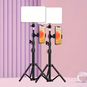 2 sets LED Video Light Kit with Adjustable 43.3" Tripod Stand and Phone Holder - USB-Powered On-Camera Lighting for Content Creation, Non-Waterproof, Versatile Use, No Battery Required