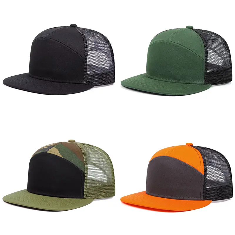NEW HATS Seven piece light panel mesh hardtop Hip Hop Breathable Unisex Baseball Cap Trucker Cap For Women And Men Casual Outing Hat Outdoor Activities Adjustable Snapback Cap