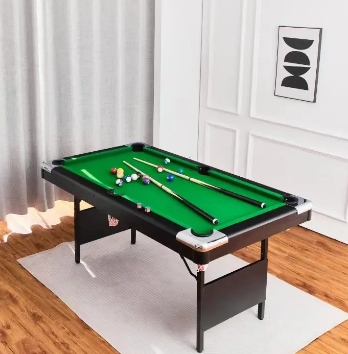 Billiard Table, 7-Ft Pool Table for Families with Easy Folding for Storage, 2 Cue Sticks&Chalk and Felt Brush, Multi Game Table for Family Party Game Room Kid Adult