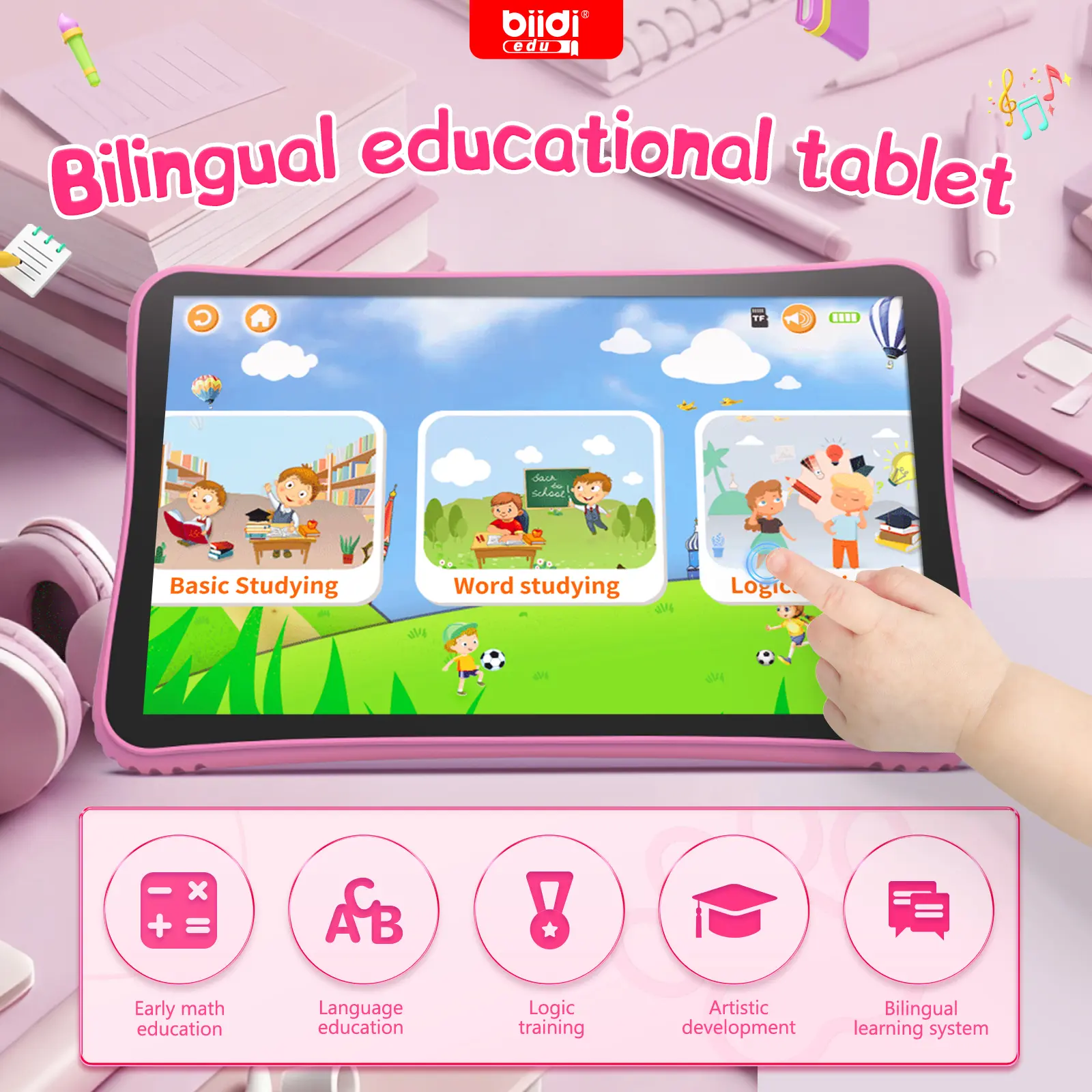 【No Internet】Biidi Unisex Toddler Computer - Bilingual Word Learning Machine, Ad-Free Children Development Educational Toy, No Wifi Required (Flash Card Alternative)