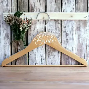 Wedding Hanger Bride Wooden Bridal Hanger for Wedding Party Gifts Bachelorette Party Decoration Bridal Shower Bridemaid Favors Hanging